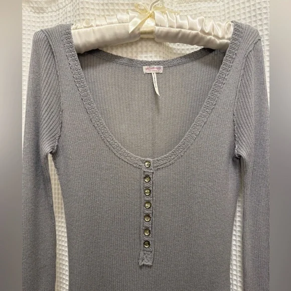 Free People Ribbed Scoop Neck Mini Dress - Silk & Cashmere - Picture 3 of 12